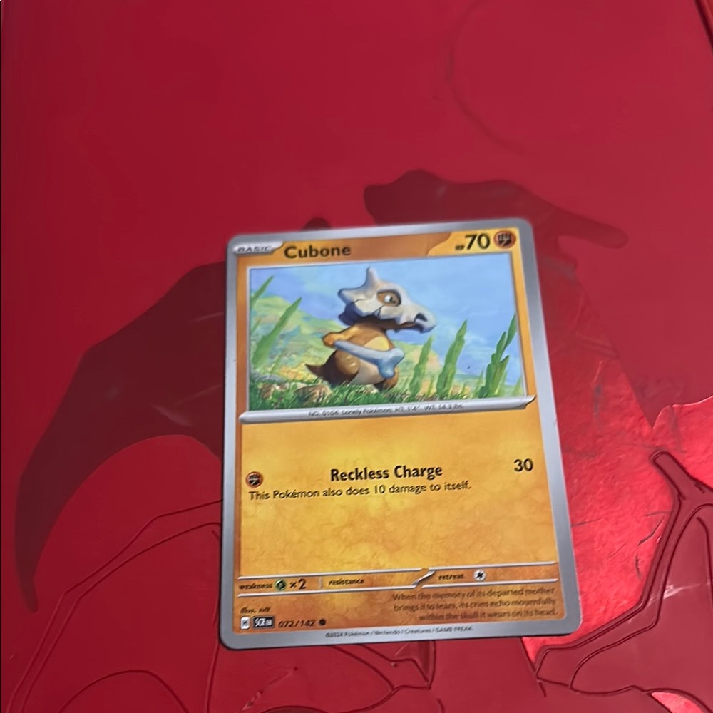 Pokemon Card Game - Cubone with Red Background